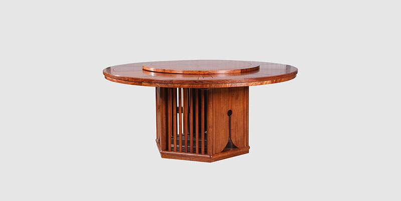 颍上中式餐厅装修天地圆台餐桌红木家具效果图